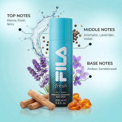 FILA Men Refreshing Deodorant Marine Spicy Body Spray