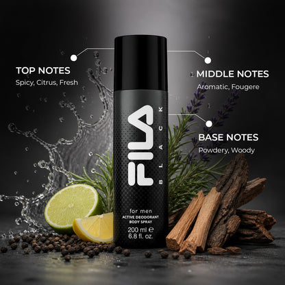 Men Black Active Long Lasting Deodorant Body Spray (Pack)