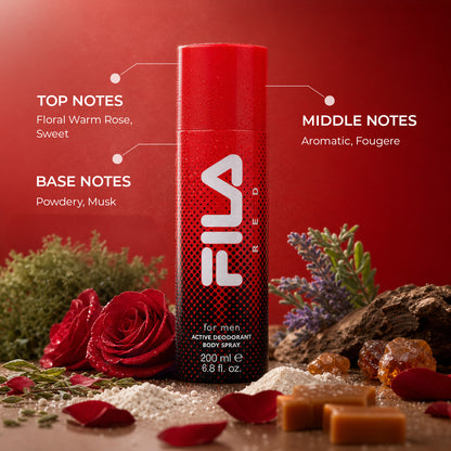 FILA Men Red Active Deodorant Warm Aromatic Body Spray
